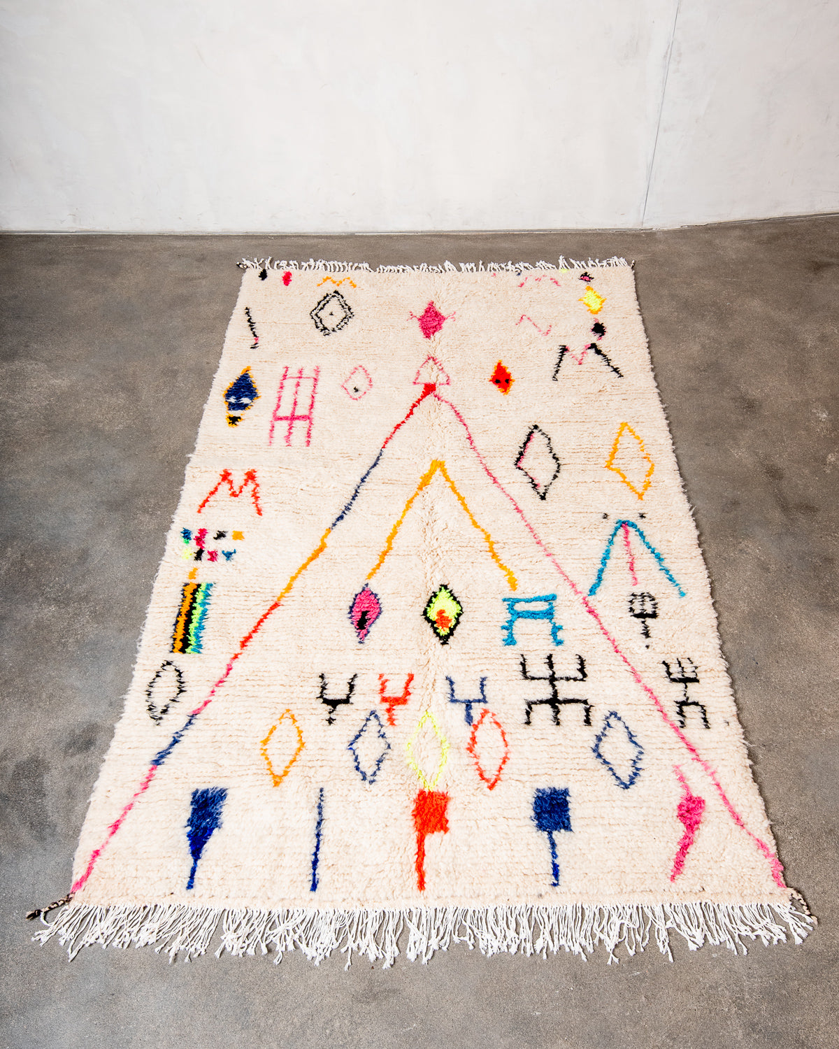 Modern designer handcrafted Berber rug from morocco Azilal with beautiful colors and patterns.